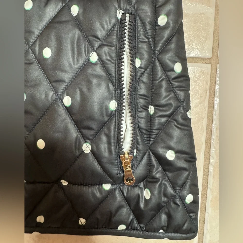 Kate Spade New York Reversible Quilted Polka Dot Sleeveless Vest - Black